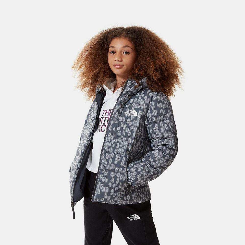 The North Face Reversible Printed Hyalite Κορίτσια Μπουφάν Πουπουλένια - Γκρι Λεοπαρ (MNPU38706)